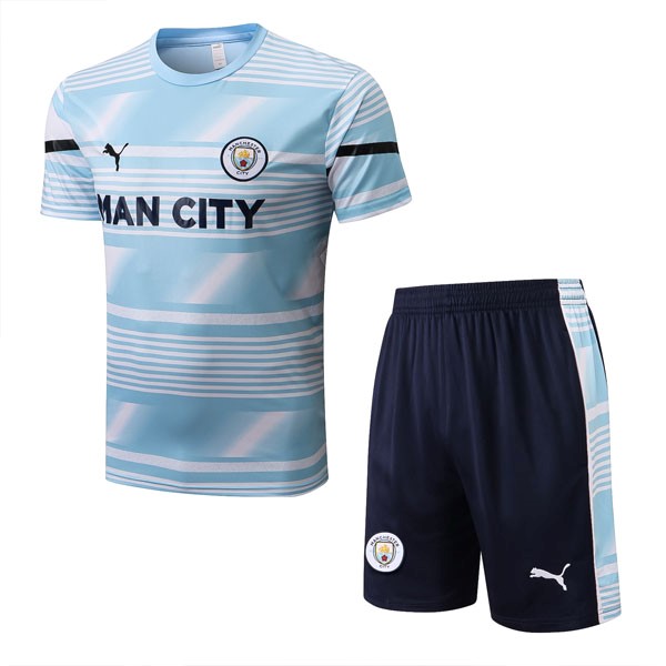 Trainingsshirt Manchester City Komplett-Set 2022-2023 Blau Weiß